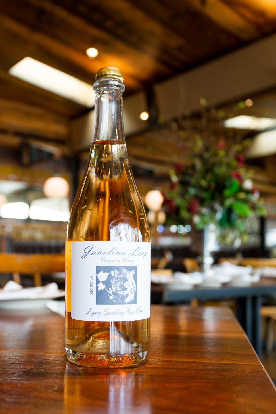 Winner in the sparkling wine category, Javelina Leap Legacy Sparkling Rose Wine, photographed at the azcentral Arizona Wine Competition at the Newton in Phoenix, Ariz., on Feb. 28, 2022.