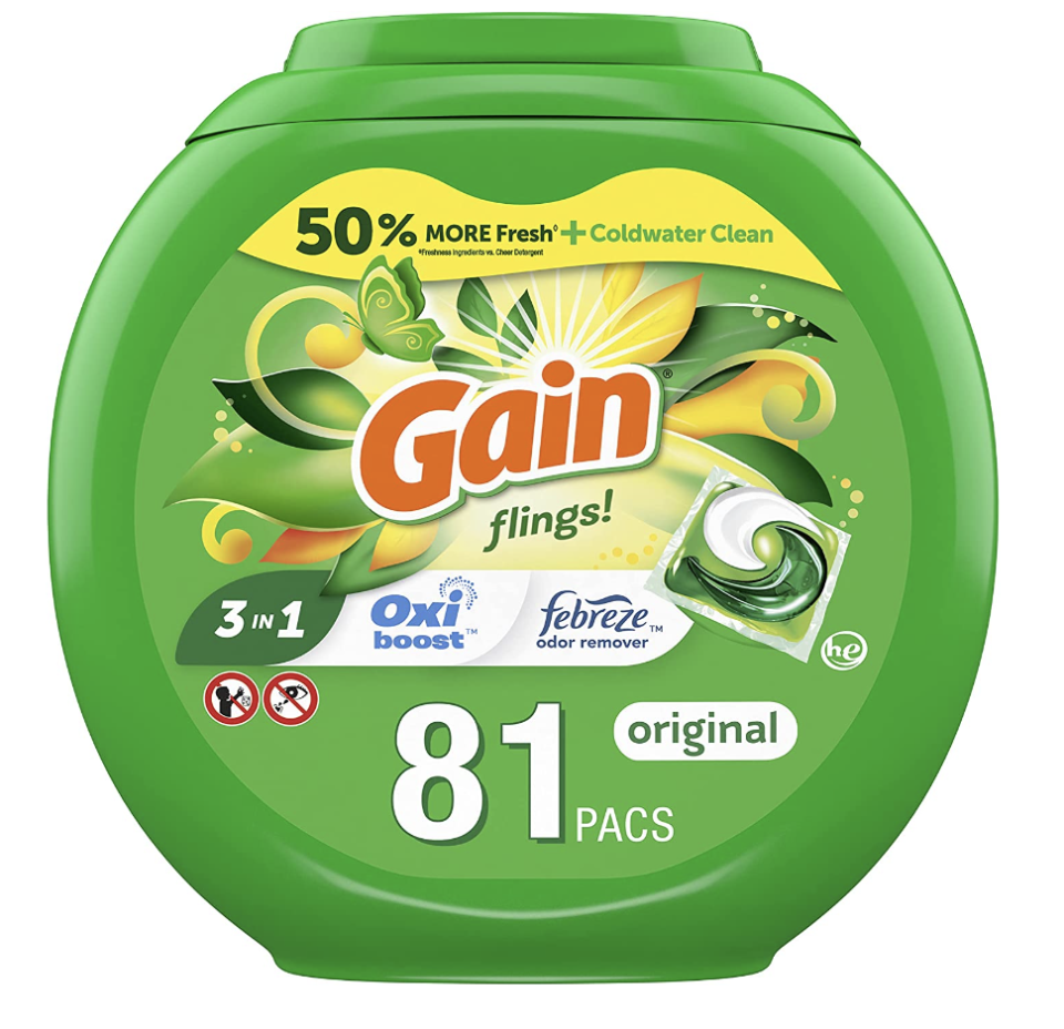 Gain flings Liquid Laundry Detergent Pacs (Photo via Amazon)