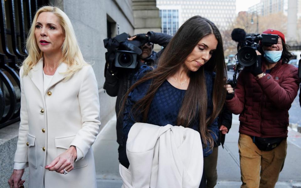 Lawyer Sigrid McCawley and Teresa Helm arrive at court during the fourth day of the Ghislaine Maxwell trial