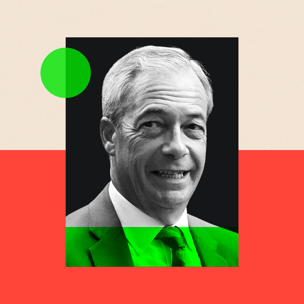 Graphic showing Reform UK leader Nigel Farage