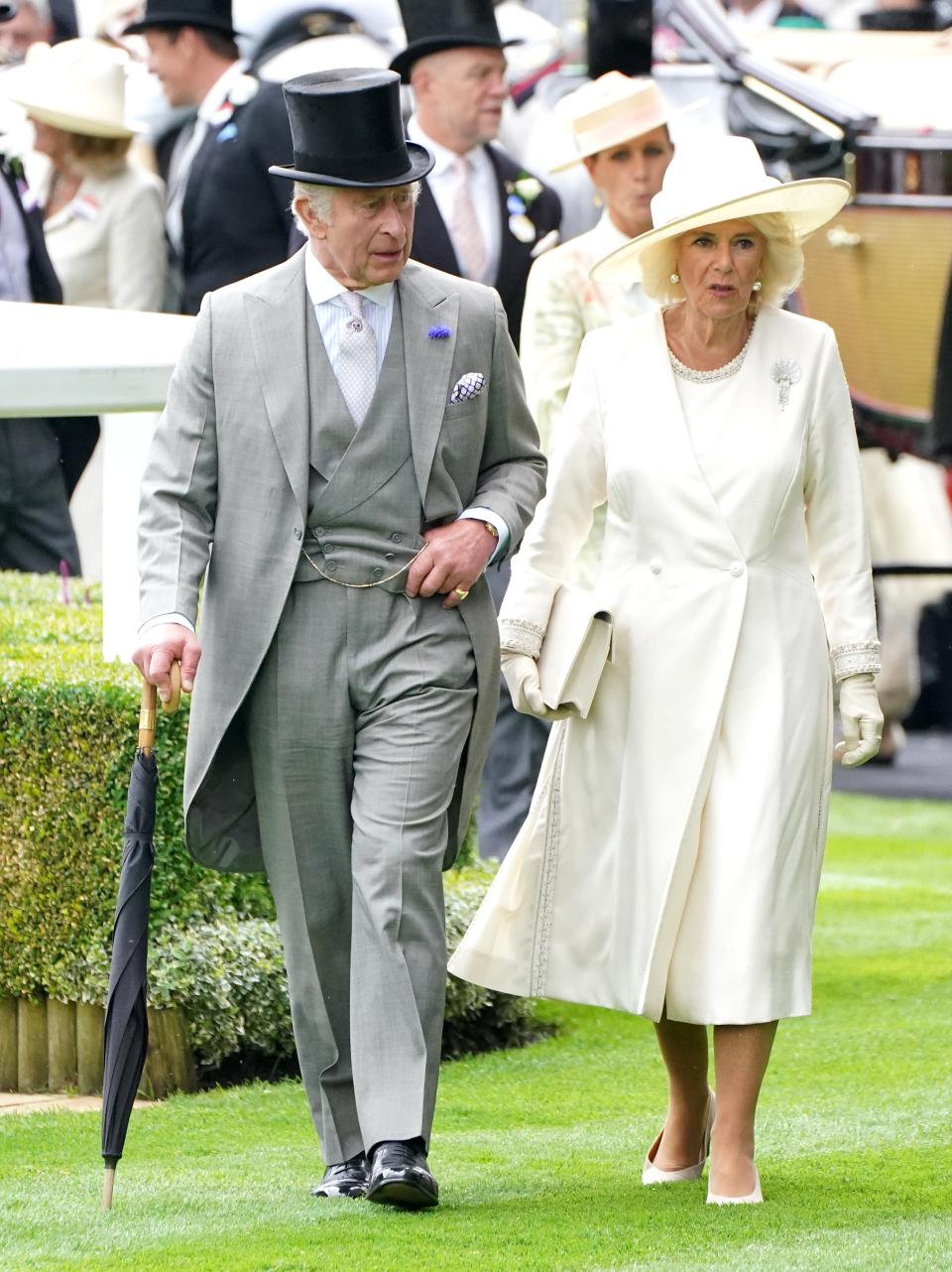 King Charles III and Queen Camilla arrive for day one of Royal Ascot on June 20, 2023.