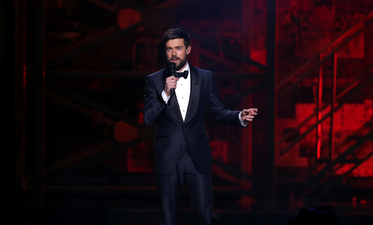 Jack Whitehall on stage at the Brit Awards 2020 at the O2 Arena, London.