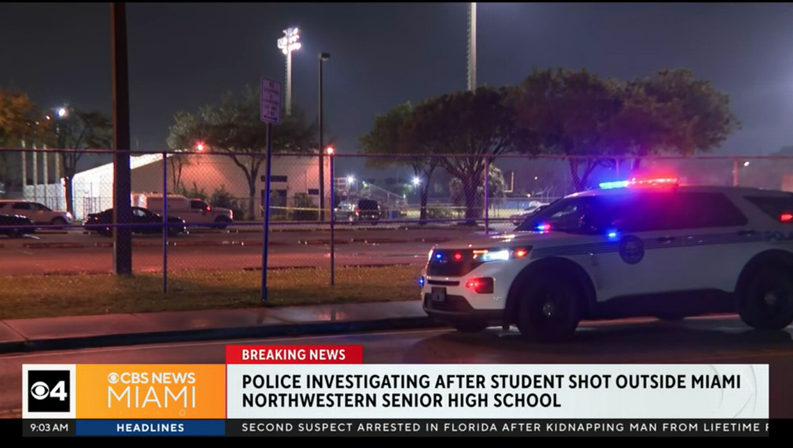 Miami-Dade Public Schools heightened security at Miami Northwestern Senior High. 1100 NW 71st St., the day after a student was shot on campus on Thursday, Jan. 11, 2023.