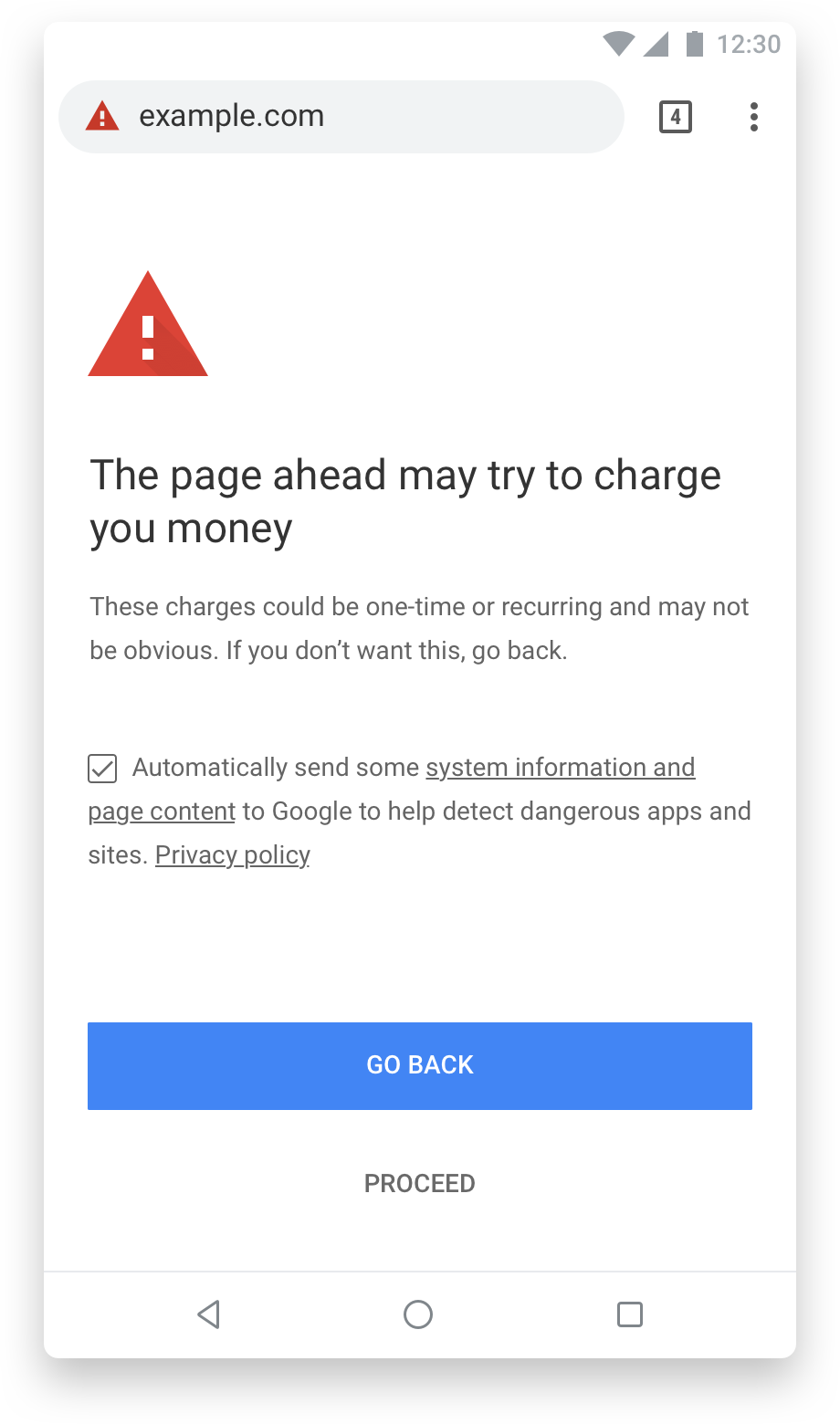 Starting in Chrome 71, the browser will serve up warnings to keep you from