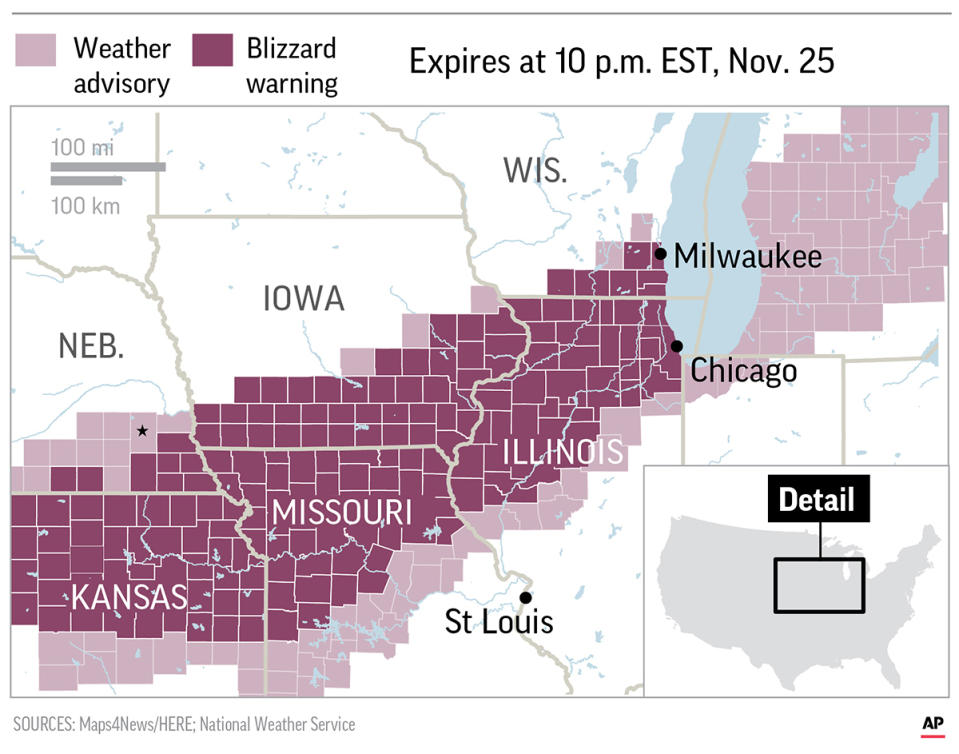 A fast-moving winter storm is expected to blanket much of the central Midwest with snow.