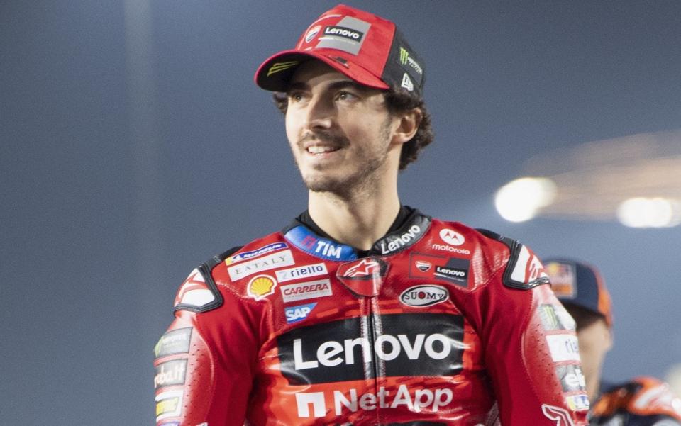 Francesco Bagnaia is all smiles on track during Qatar MotoGP preparations this week