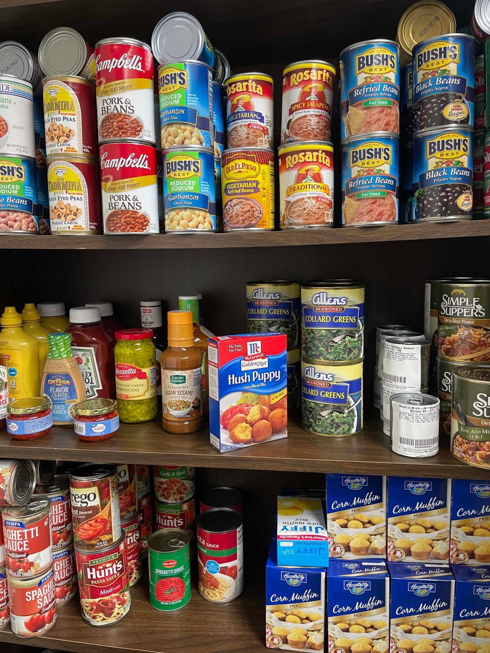 The food pantry at Center Faith Church is small but mighty. Food and freezers filled with meat line the walls in a 16-foot-by-12-foot room Friday, Jan. 21, 2022.