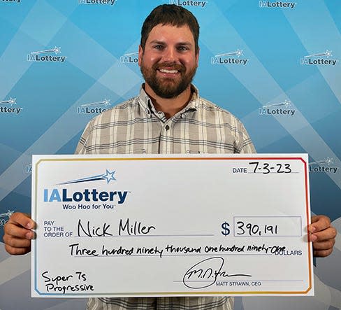 31-year-old Nick Miller of Bernard, Iowa proposed to his girlfriend on June 22, then won a $390,101 lottery prize the next day.