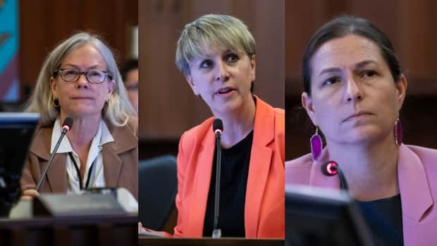 Councillors Colleen Hardwick, Sarah Kirby-Yung and Lisa Dominato announced Wednesday that they are leaving the NPA to sit as independents.  (Ben Nelms/CBC - image credit)