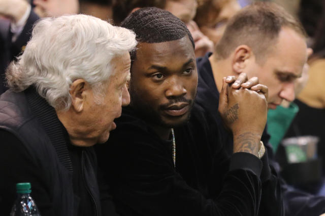 Robert Kraft and Meek Mill walk March of Living together 