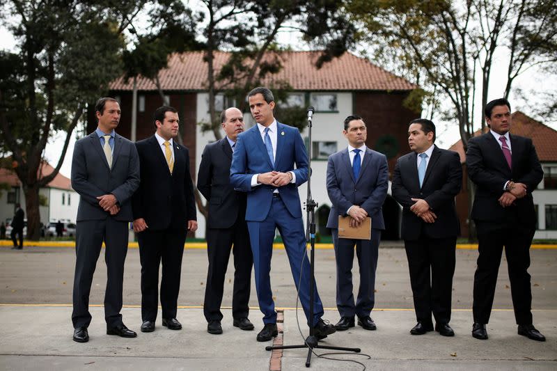 Venezuelan opposition leader Guaido attends an anti-terrorism meeting, in Bogota