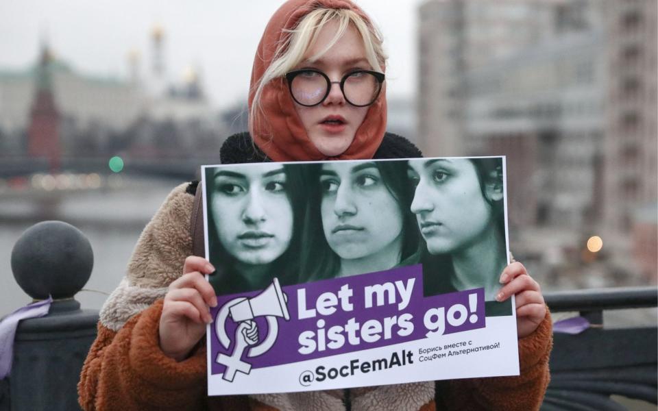 The Khachaturyan sisters' case has become a cause celebre among campaigners against domestic violence in Russia - Sergei Fadeichev/Tass via Getty Images