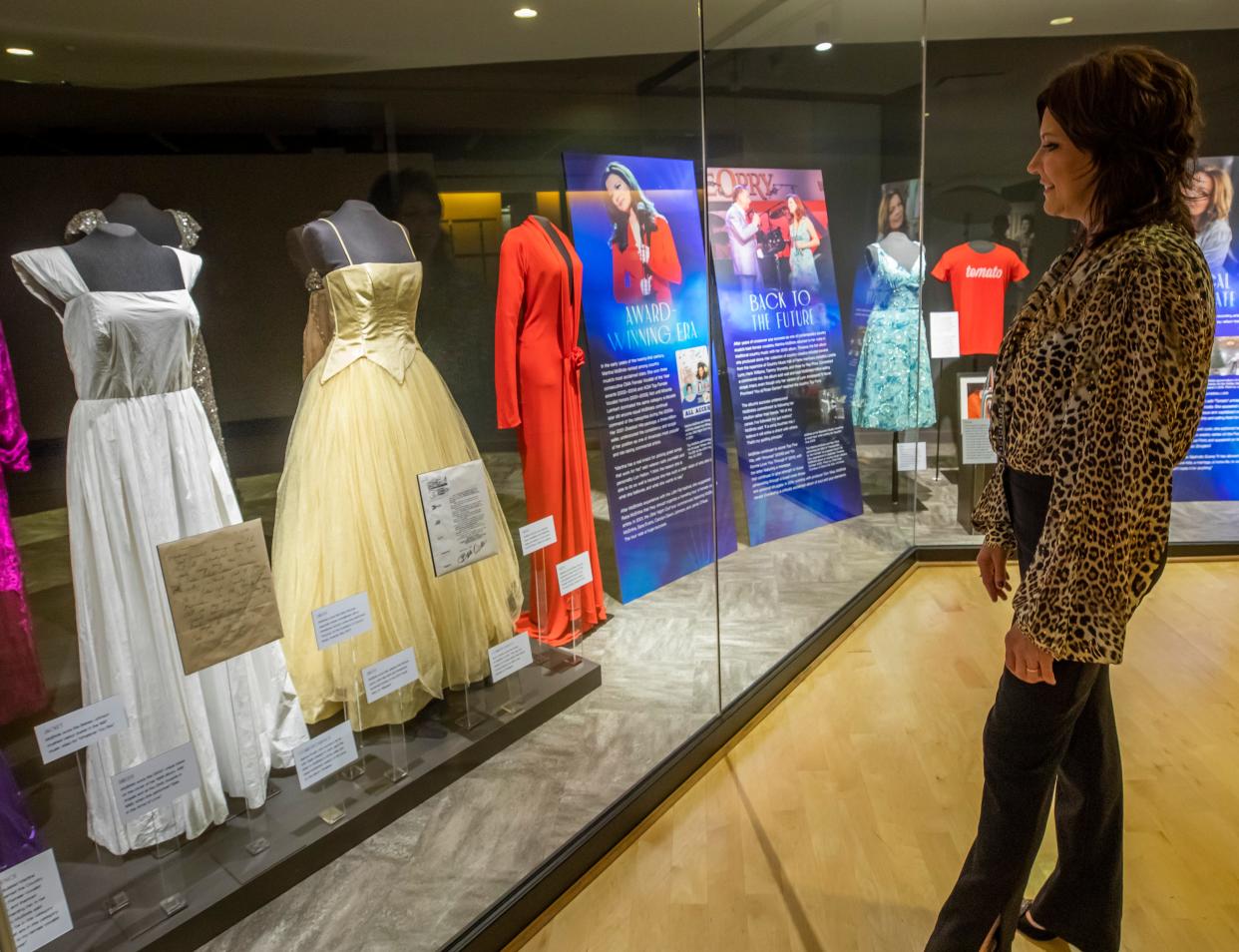 Martina McBride views some of the items in her new exhibit at the Country Music Hall of Fame Tuesday, July 27, 2021.