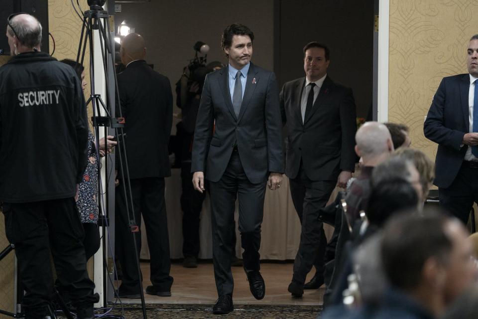 Prime Minister Justin Trudeau arrives in Truro, N.S., prior to the Mass Casualty Commission inquiry’s final report into the mass murders in rural Nova Scotia in 2020. THE CANADIAN PRESS/Darren Calabrese