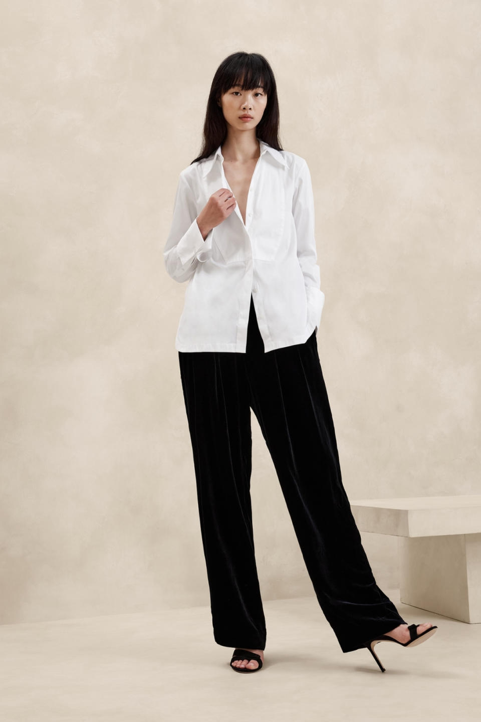 Banana Republic Meli Satin Tuxedo Shirt