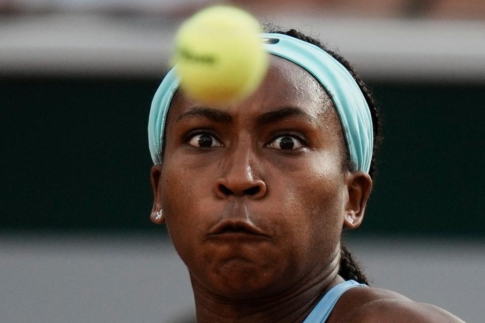 Coco Gauff kept her eye on the ball in her win over Rebecca Marino at the French Open (Thibault Camus/AP) (AP)