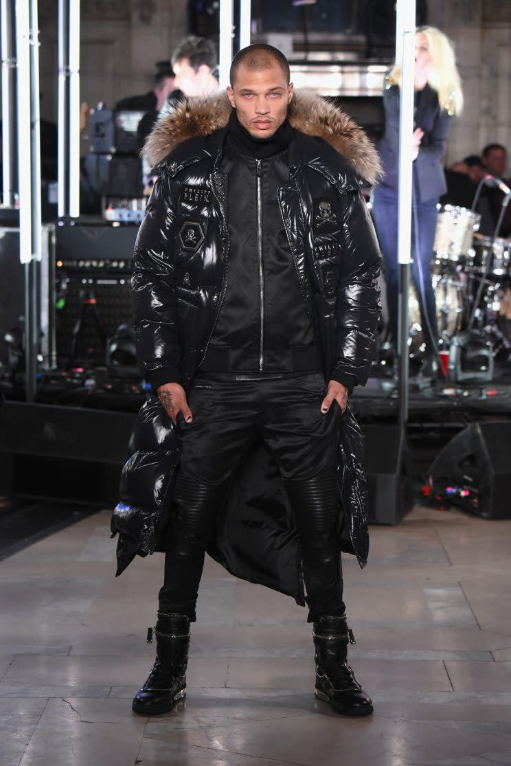Jeremy Meeks trades an orange jumpsuit for high fashion at NYFW. (Photo: Getty Images)