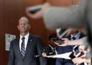 David Stilwell, U.S. Assistant Secretary of State for the Bureau of East Asian and Pacific Affairs, arrives after a meeting with South Korean Foreign Minister Kang Kyung-wha at the foreign ministry in Seoul, South Korea, Wednesday, July 17, 2019. (AP Photo/Ahn Young-joon. Pool)