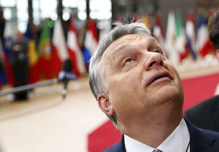 Hungarian Prime Minister Viktor Orban arrives at the EU summit in Brussels, Belgium, March 9, 2017. REUTERS/Francois Lenoir