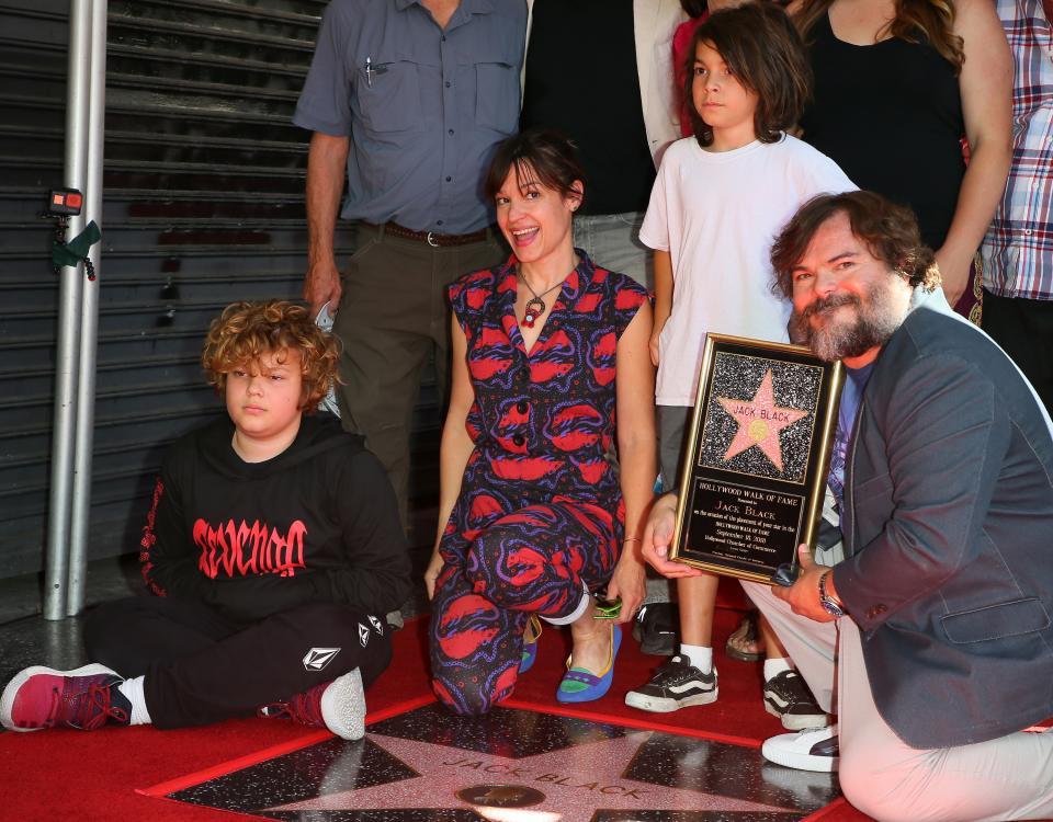 Jack Black’s family — wife Tanya Haden and sons Sammy and Tommy — attended the star’s Hollywood Walk of Fame ceremony. (Photo: David Livingston/Getty Images)