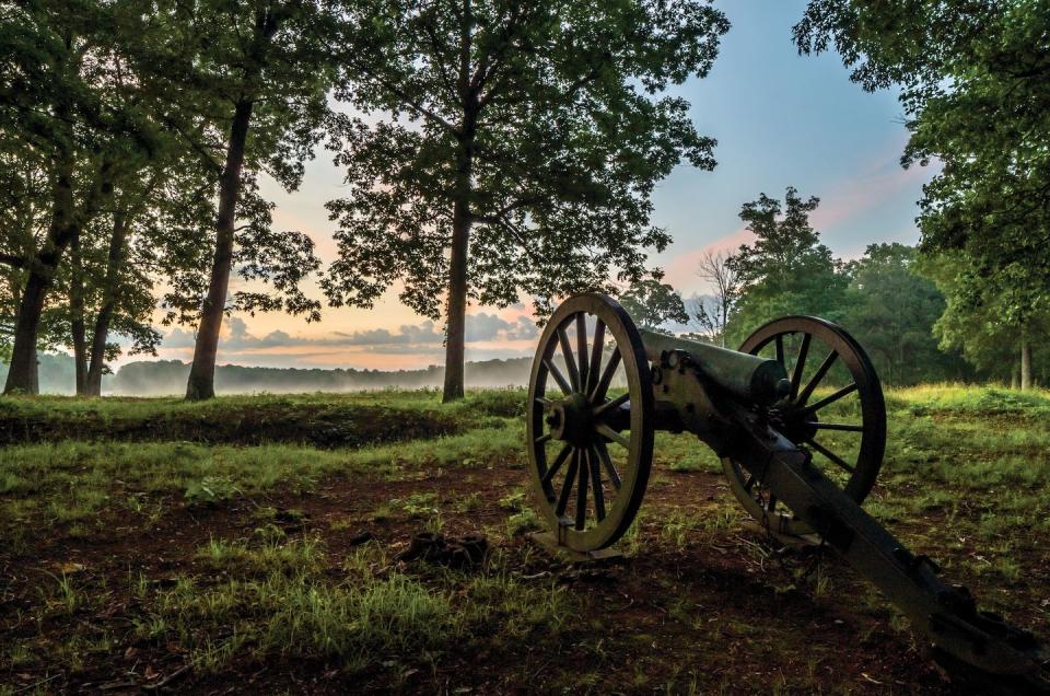 a cannon on a grassy field