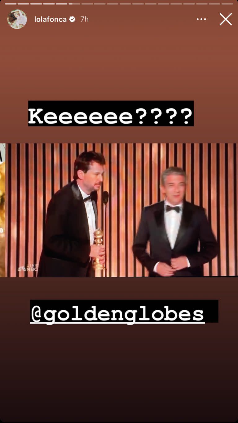 La emoción de Dolores Fonzi por el premio (Foto: Instagram)