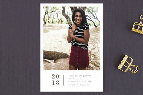 55&nbsp;Graduation Announcement Postcards at 1.38&nbsp;ea. Get it on&nbsp;<a href="https://www.minted.com/product/graduation-announcement-postcards/MIN-033-GPC/stacked-banner?color=A&amp;greeting=" target="_blank">Minted</a>.