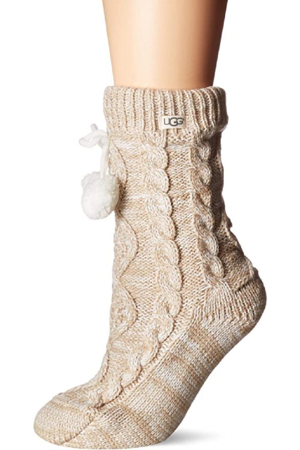 UGG Pom Pom Fleece Lined Crew Sock