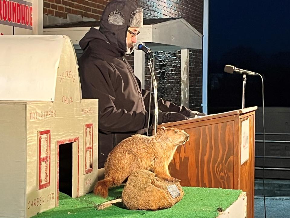 WMRN-AM radio personality Paul James oversaw the annual Groundhog Day celebration in Marion in 2023, at which time Buckeye Chuck predicted another six of winter.