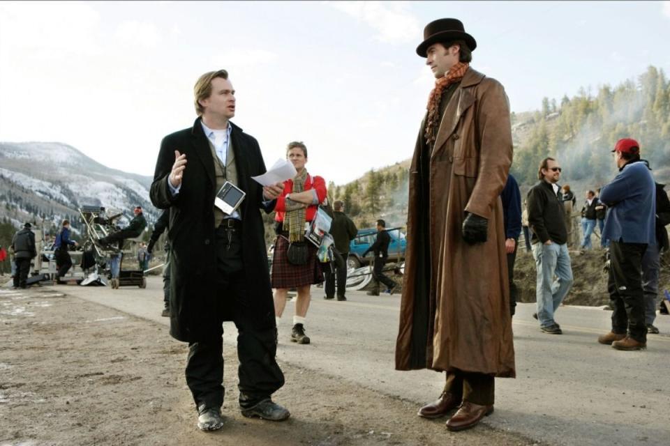 Christopher Nolan and Hugh Jackman on the set of 'The Prestige', 2006