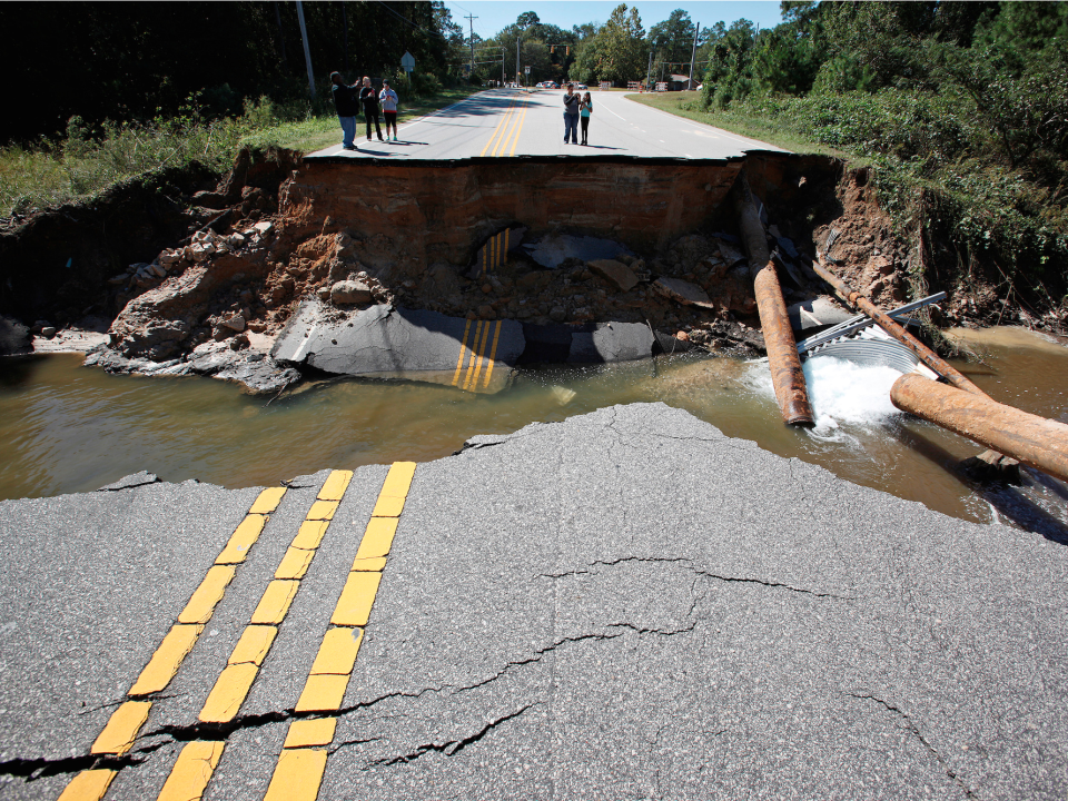 Collapsed road