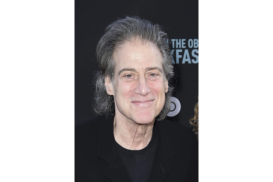 FILE - Richard Lewis appears at the premiere of "If You're Not In The Obit, Eat Breakfast" in Beverly Hills, Calif., on May 17, 2017. Lewis, an acclaimed comedian known for exploring his neuroses in frantic, stream-of-consciousness diatribes while dressed in all-black, leading to his nickname “The Prince of Pain,” has died. He was 76. He died at his home in Los Angeles on Tuesday night after suffering a heart attack, according to his publicist Jeff Abraham. (Photo by Richard Shotwell/Invision/AP, File)