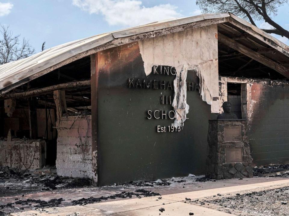 PHOTO: The destroyed King Kamehameha III Elementary School, where classes were supposed to begin on Aug. 9, in Lahaina, Hawaii, on Aug. 10, 2023. (Philip Cheung/The New York Times via Redux)