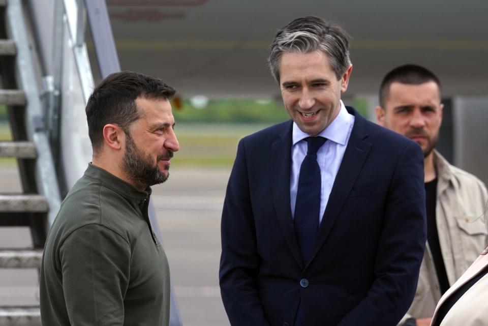 Taoiseach Simon Harris with Ukrainian President Volodymyr Zelensky (Brian Lawless/PA) (PA Wire)