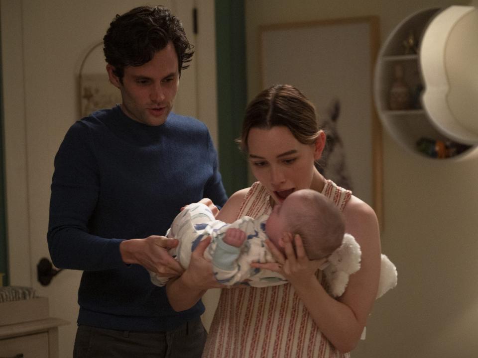 Joe and Love with their baby Henry on season three of "You"