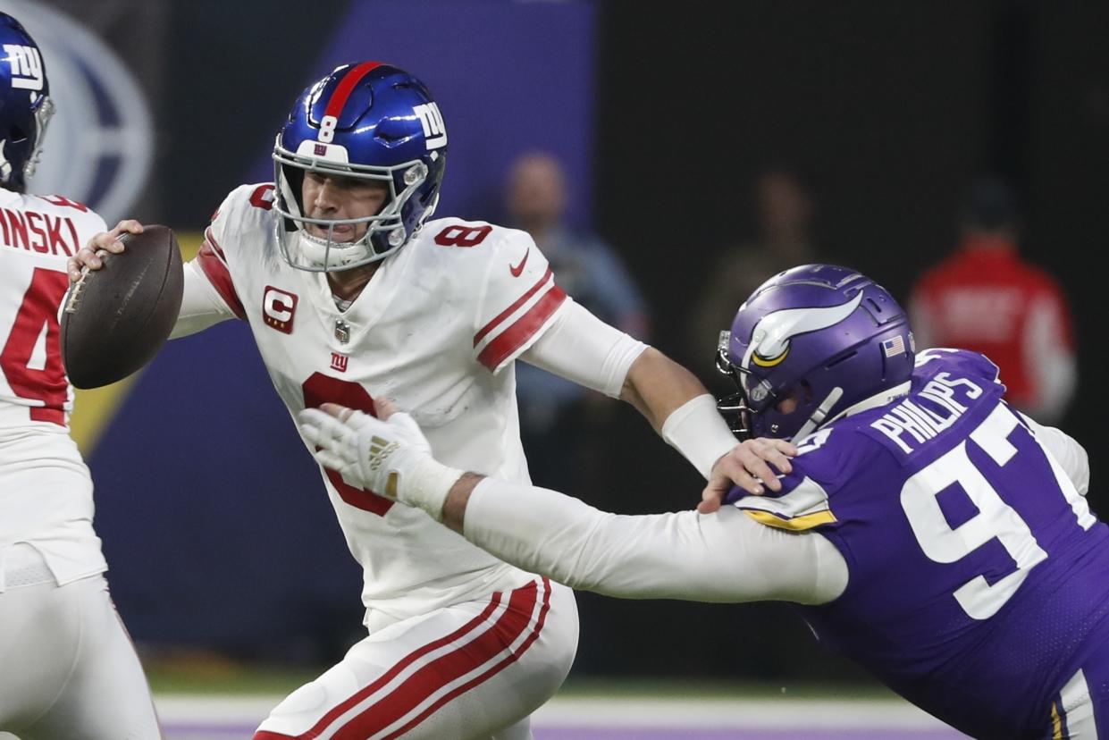 Giants quarterback Daniel Jones had a huge game in a win over the Vikings. (AP Photo/Bruce Kluckhohn)