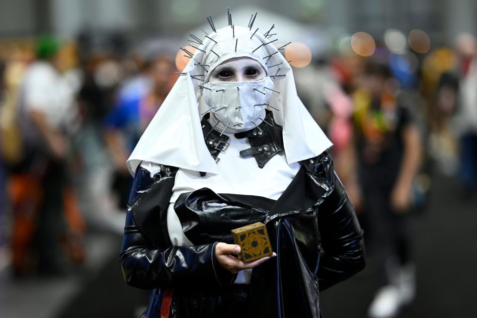 A cosplayer dressed as a Cenobite at New York Comic Con 2022.