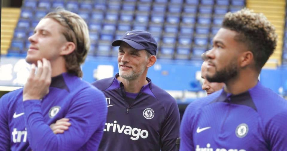Thomas Tuchel, Reece James and Conor Gallagher of Chelsea, August 2022 Credit: PA Images