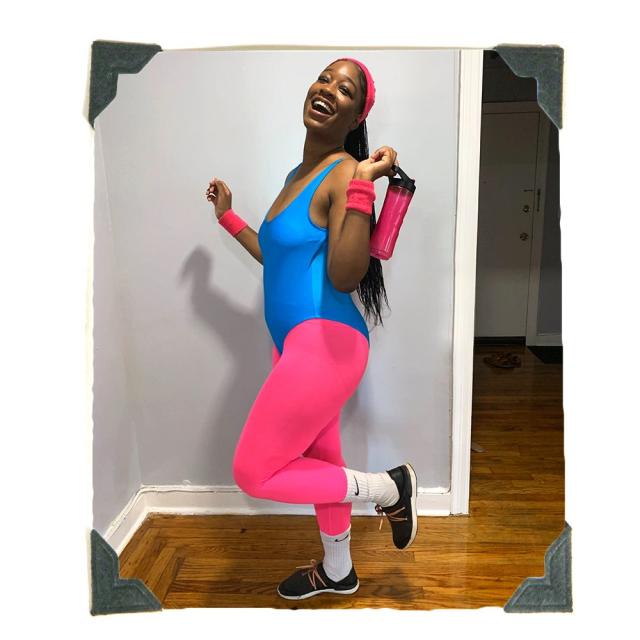Fun in 80's Fitness Outfit  Leotard, Spandex, and Headband