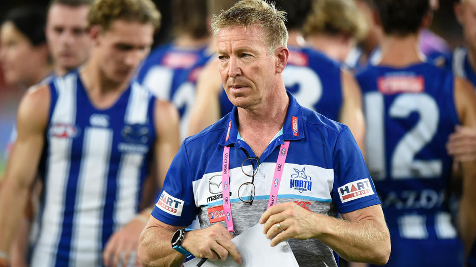 North Melbourne coach David Noble has echoed Richmond colleague Damien Hardwick's concerns over the VFL's rules trial. (Photo by Matt Roberts/AFL Photos/via Getty Images)