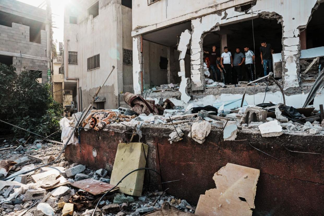 Aftermath of an Israeli airstrike on a mosque in Jenin, West Bank