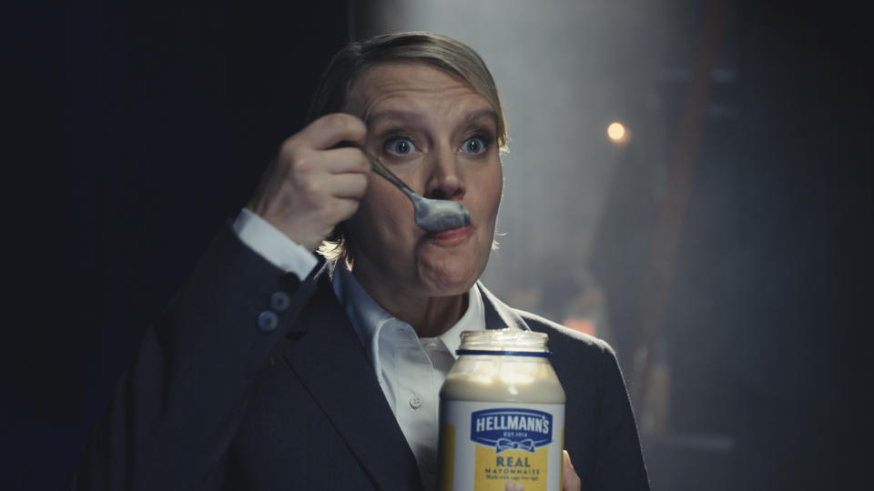 This image provided by Hellmann's shows the Hellmann's 2024 Super Bowl NFL football spot. ( Hellmann's via AP)