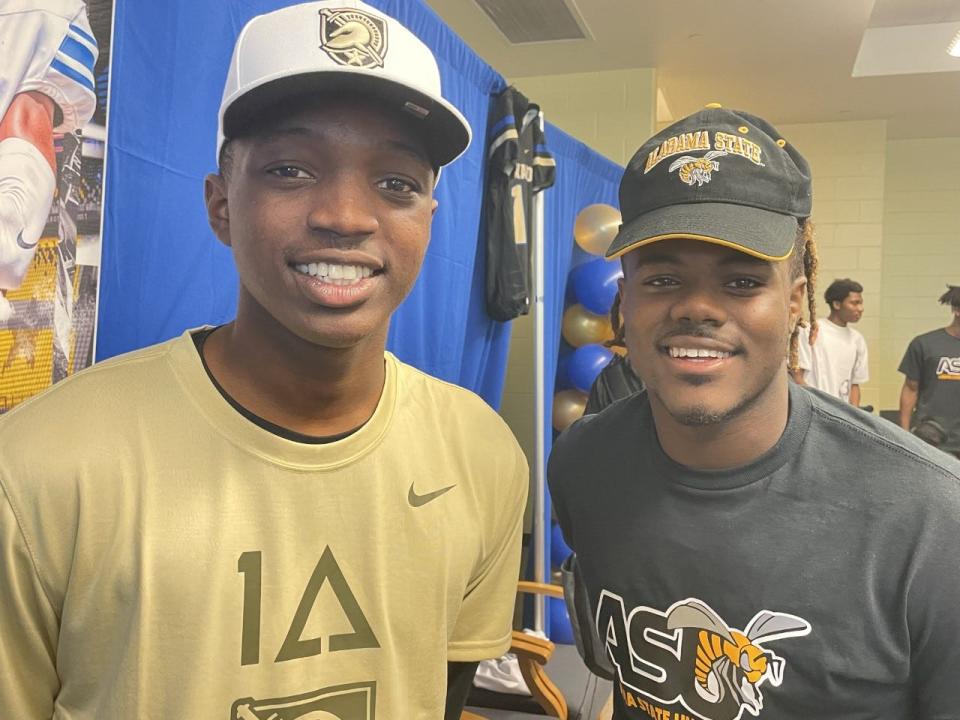 Mainland quarterback Damarcus Creecy, left, signed his letter of intent with Army West Point on Wednesday. Leading receiver Ajai Harrell selected Alabama State over Florida A&M and Western Carolina.