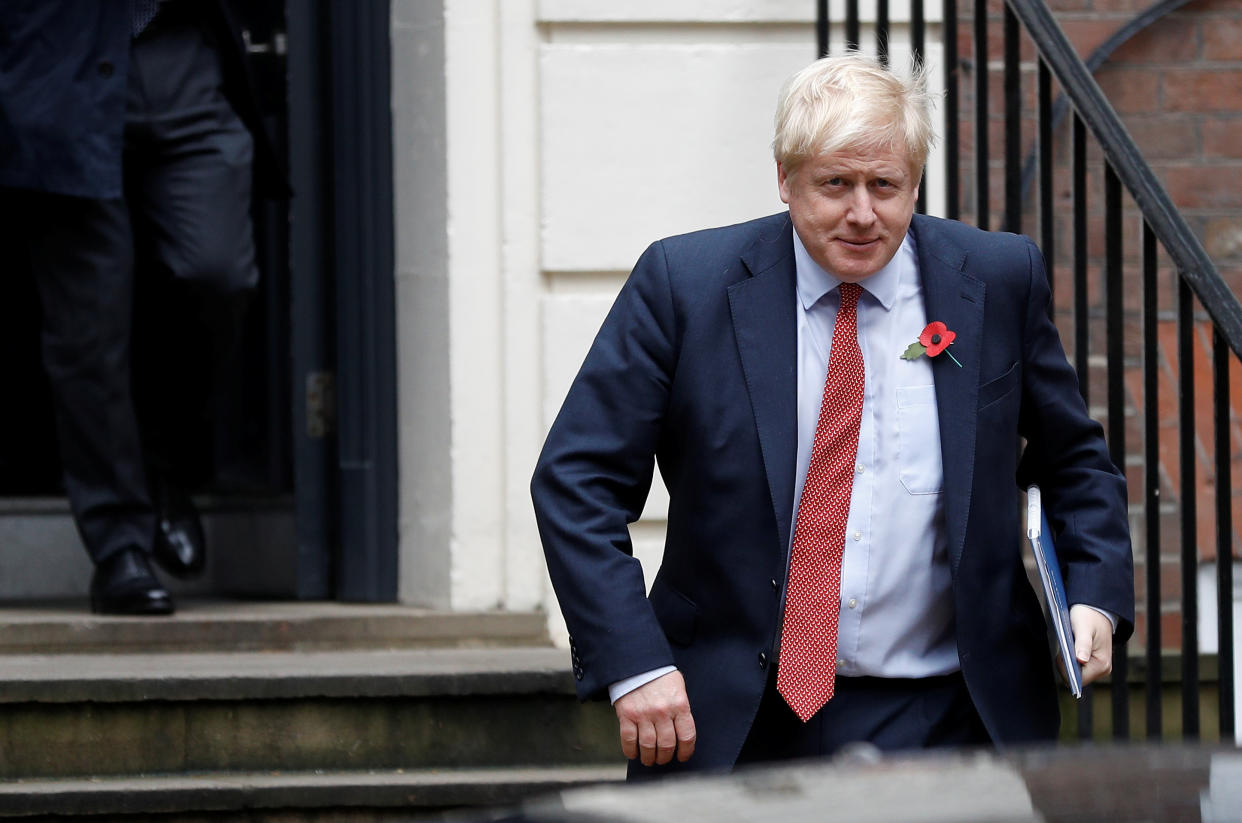 Britain's Prime Minister Boris Johnson leaves the Conservative Party headquarters in London, Britain November 4, 2019. REUTERS/Peter Nicholls