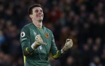 Britain Football Soccer - Hull City v Liverpool - Premier League - The Kingston Communications Stadium - 4/2/17 Hull City's Eldin Jakupovic celebrates after the game Action Images via Reuters / Craig Brough Livepic