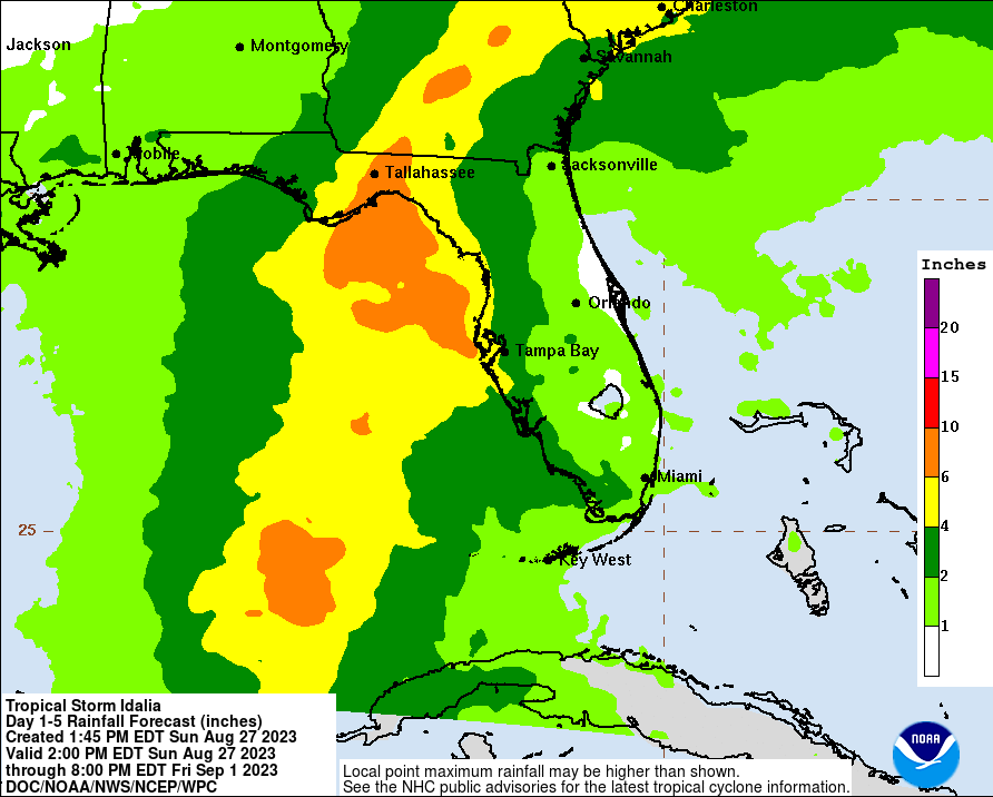 Idalia could bring heavy rainfall to north Florida.