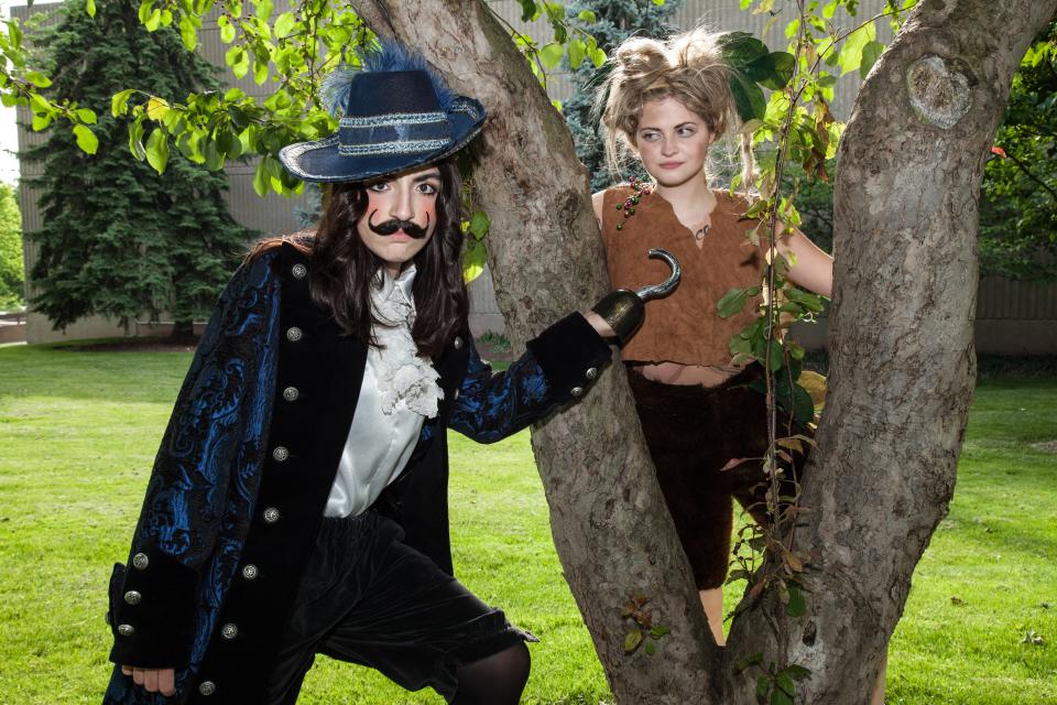 Emelia Aceto and Megan Archer star as Captain Hook and Peter Pan in the All-City Musical "Peter Pan" Friday and Saturday at the Akron Civic Theatre.