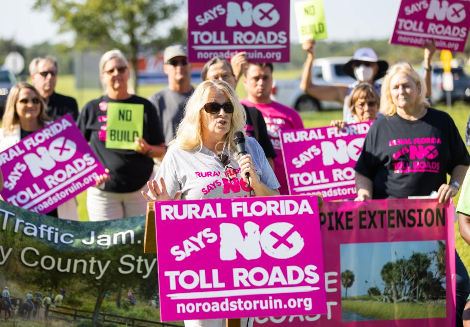Kristin Parson of Marion County said, "We stand united to protect the American dream. Our homes, farms, ranches, wildlife, forest will not be destroyed." She was among about 50 supporters of the No Road To Ruin Coalition who celebrated on Tuesday. The Florida Department of Transportations has decided to no longer pursue the four proposed routes for a possible northern extension of Florida's Turnpike.