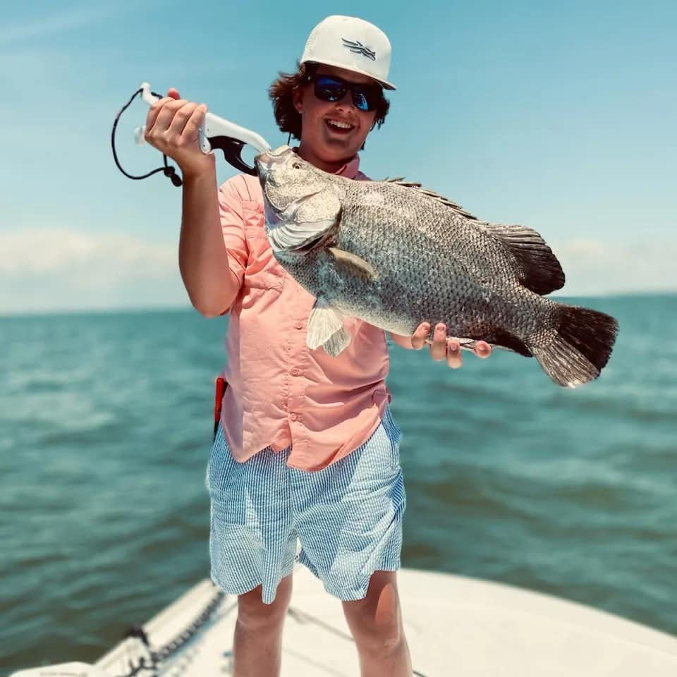 Wheeler Blitch with his first ever Tripletail that was a quality one that was just over 21 inches, caught late afternoon Saturday west of SGI while fishing with his Uncle Shawn Noles.
