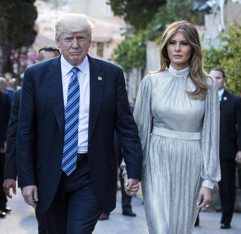 <p>U.S. President Donald J. Trump and first lady Melania Trump arrive at the Greek Theater to attend a concert, on the sideline of the G-7 summit in Taormina, Sicily island, Italy, May 26, 2017. (Photo: Angelo Carconi/EPA) </p>